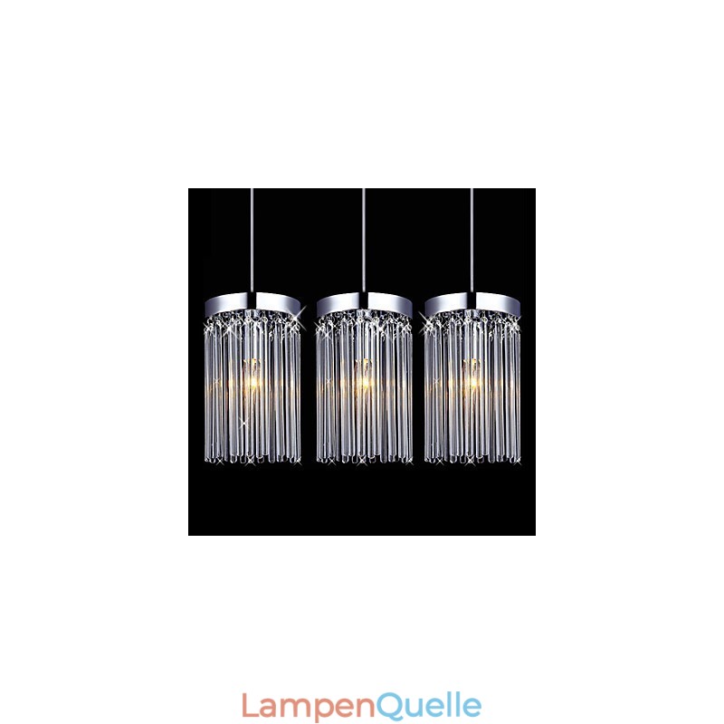 Moderne Pendelleuchte mit 3 Lichtern und Glasstab