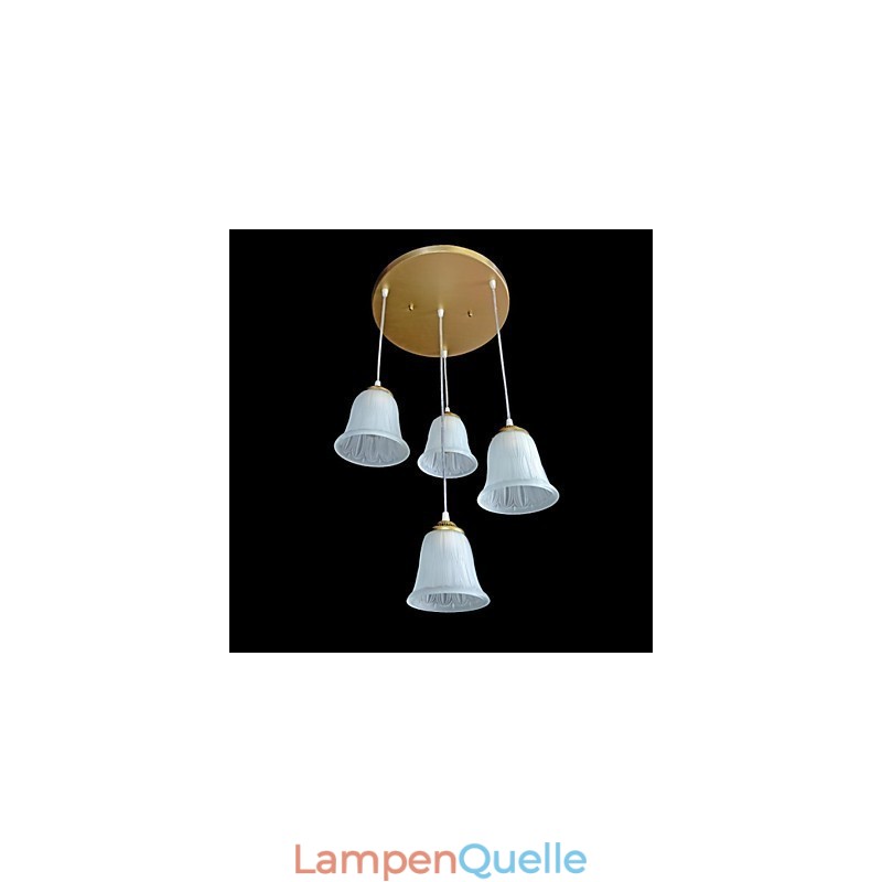 Bronze Anhänger Vier Lichter Muster Glasschirm Europäischen Retro Klassisch