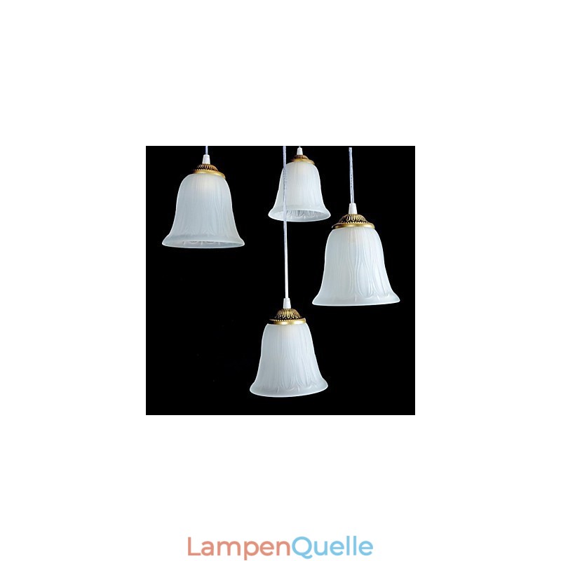 Bronze Anhänger Vier Lichter Muster Glasschirm Europäischen Retro Klassisch
