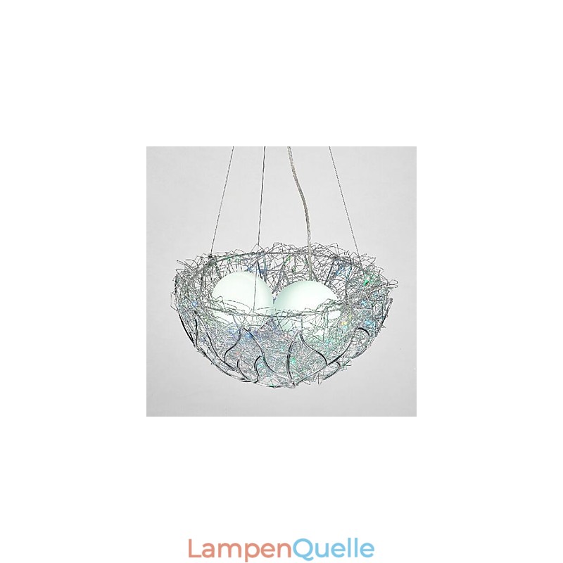 Moderne zeitgenössische Pendelleuchte aus silbernem Metall