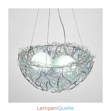 Moderne zeitgenössische Pendelleuchte aus silbernem Metall