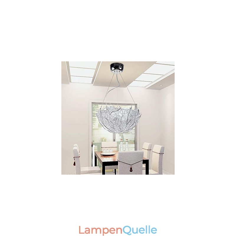 Moderne zeitgenössische Pendelleuchte aus silbernem Metall