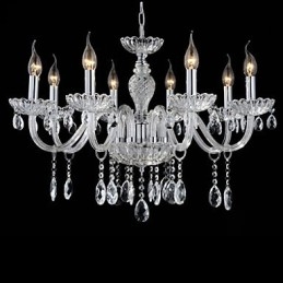 8 Licht Der Stil des Palastes Glas Kronleuchter mit Kerze Birne