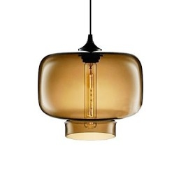 Moderne 70-W-Pendelleuchte aus Glas im braun-transparenten Flaschendesign