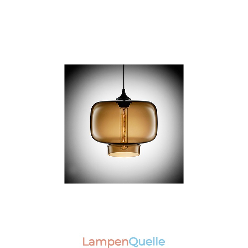 Moderne 70-W-Pendelleuchte aus Glas im braun-transparenten Flaschendesign