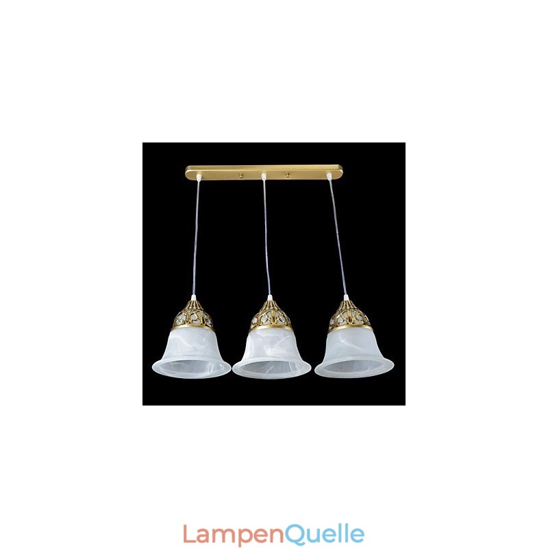 Bronze-Anhänger mit drei Lichtern, Moiré-Glas, europäischer Klassiker