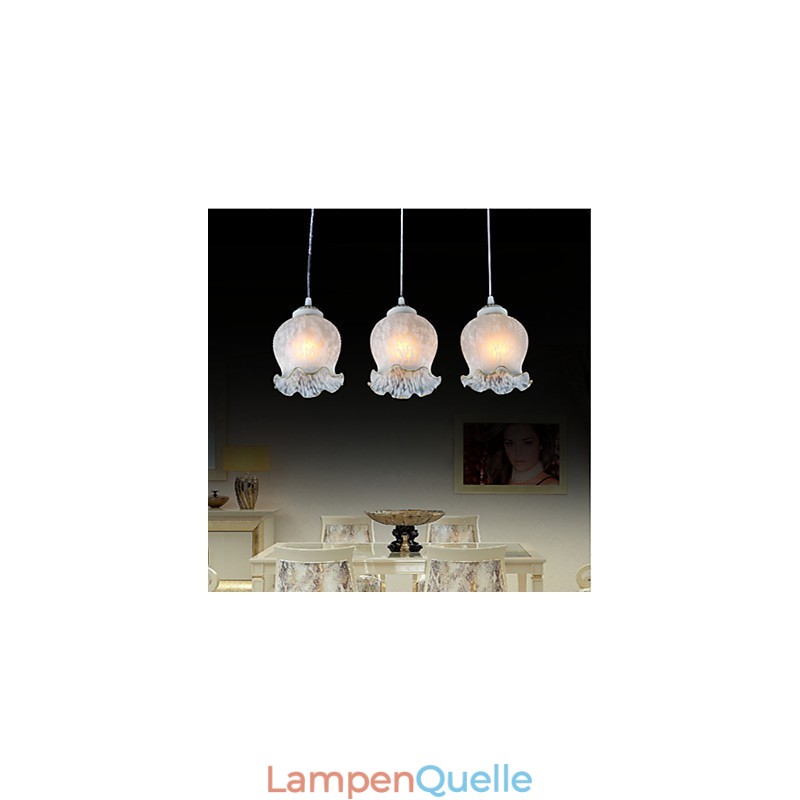 Pendelleuchte Weiß Drei Lichter Europäische Retro Klassisch