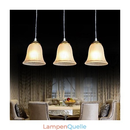 Bronze Anhänger Drei Lichter Muster Glas Schatten Europäischen Retro Klassische Bronze Anhänger Drei Lichter Muster Glas Schatten Europäischen Retro Klassische