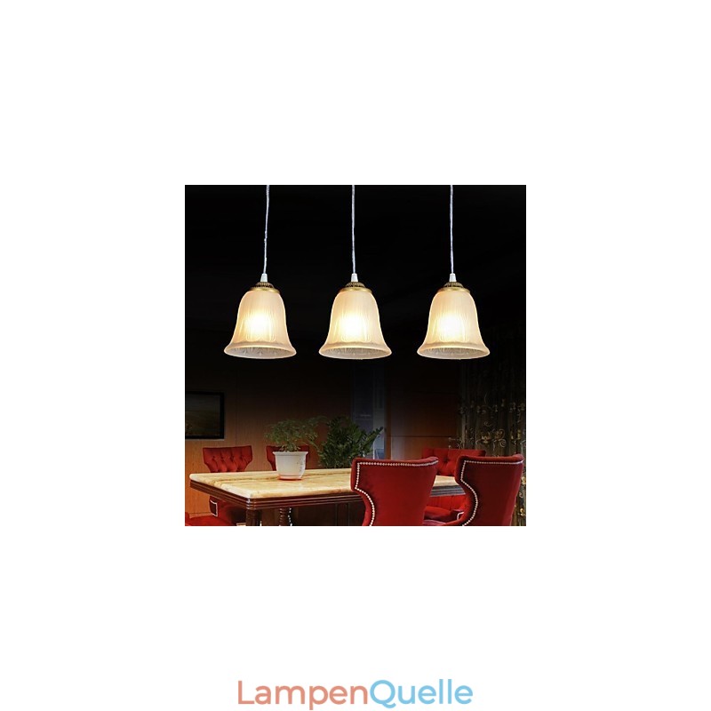 Bronze Anhänger Drei Lichter Muster Glas Schatten Europäischen Retro Klassische