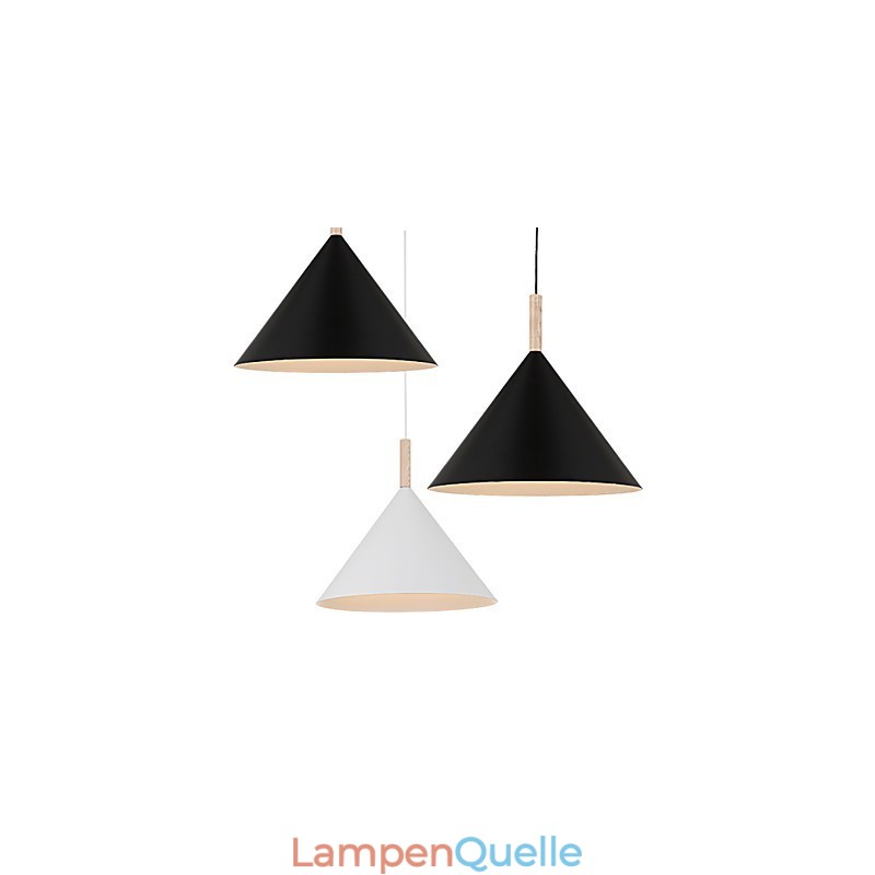 Mini Künstlerische Kegel Pendelleuchte 1 Licht Mordern Simplicity Finish Schwarz Weiß Aluminium & Holz Droplight
