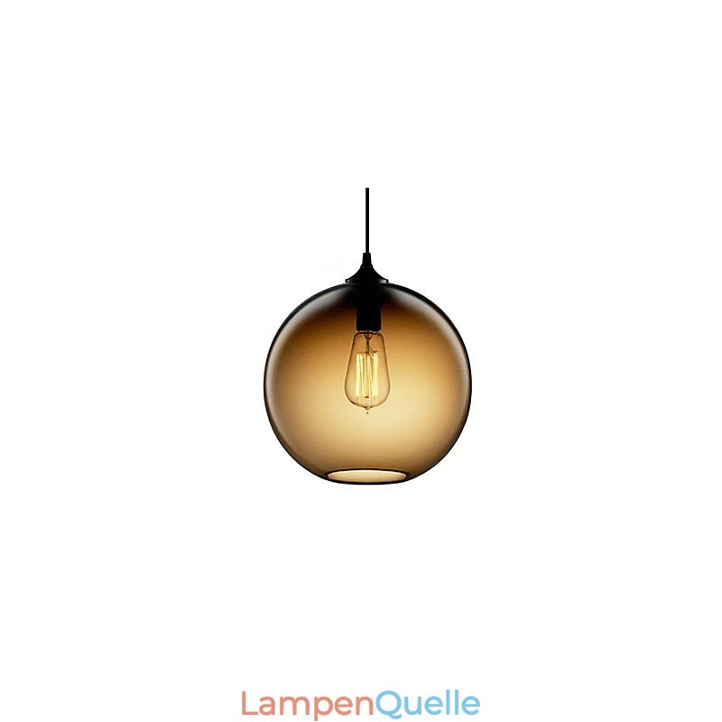 Moderne Glas-Pendelleuchte im runden braunen Blasen-Design
