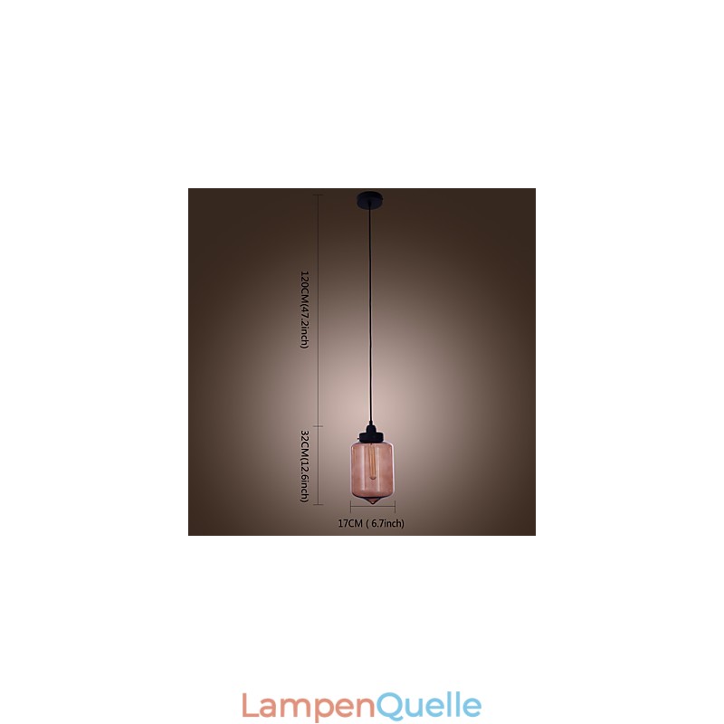Moderne 70-W-Pendelleuchte aus Glas im transparenten Flaschendesign