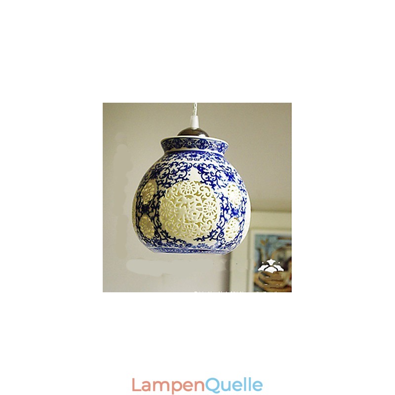 Retro Keramik lampe lampe Treppe Blau Single Head Kronleuchter Kreative