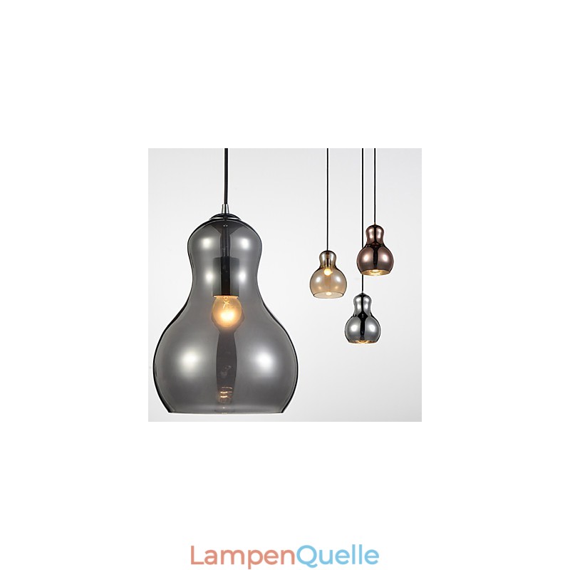 Kürbisförmige Pendelleuchte 1 Licht Moderne Schlichtheit Golden Chrom Roségold Bernstein Rauchgrau Glas & Kohlenstoffstahl