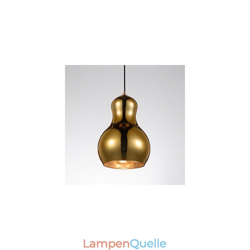 Kürbisförmige Pendelleuchte 1 Licht Moderne Schlichtheit Golden Chrom Roségold Bernstein Rauchgrau Glas & Kohlenstoffstahl