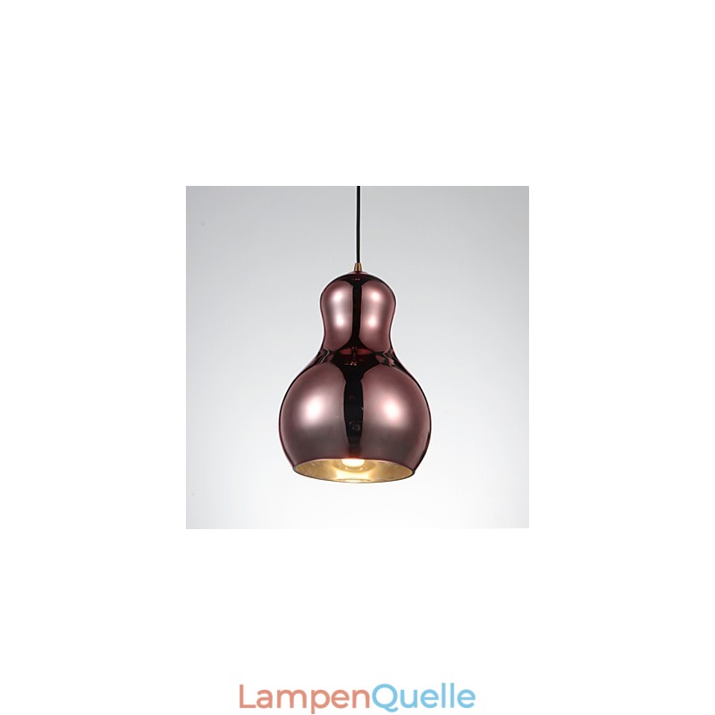 Kürbisförmige Pendelleuchte 1 Licht Moderne Schlichtheit Golden Chrom Roségold Bernstein Rauchgrau Glas & Kohlenstoffstahl