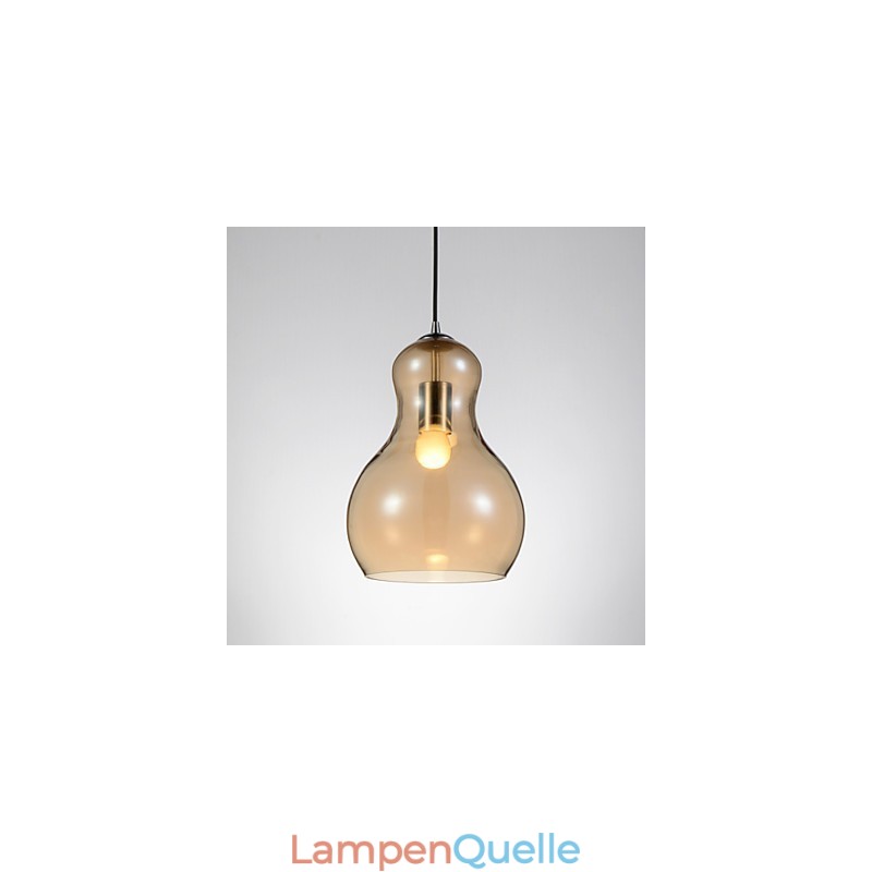 Kürbisförmige Pendelleuchte 1 Licht Moderne Schlichtheit Golden Chrom Roségold Bernstein Rauchgrau Glas & Kohlenstoffstahl