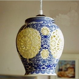 Retro Keramik lampe lampe Treppe Blau Single Head Kronleuchter Kreative