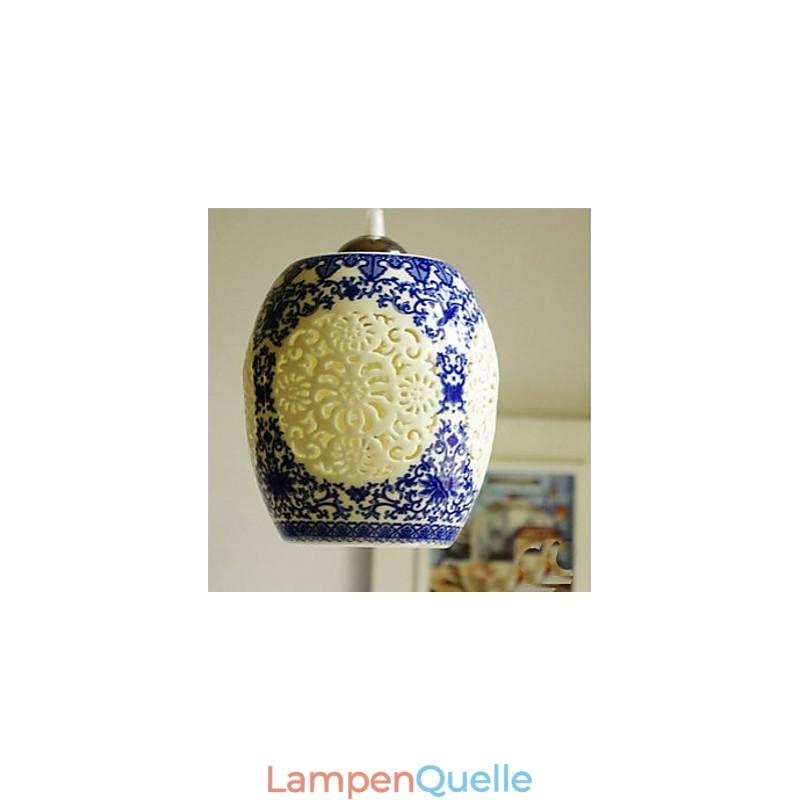 Retro Keramik lampe lampe Treppe Blau Single Head Kronleuchter Kreative