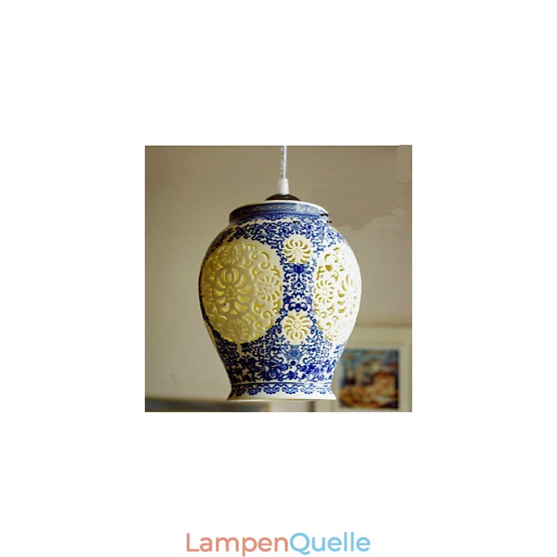 Retro Keramik lampe lampe Treppe Blau Single Head Kronleuchter Kreative