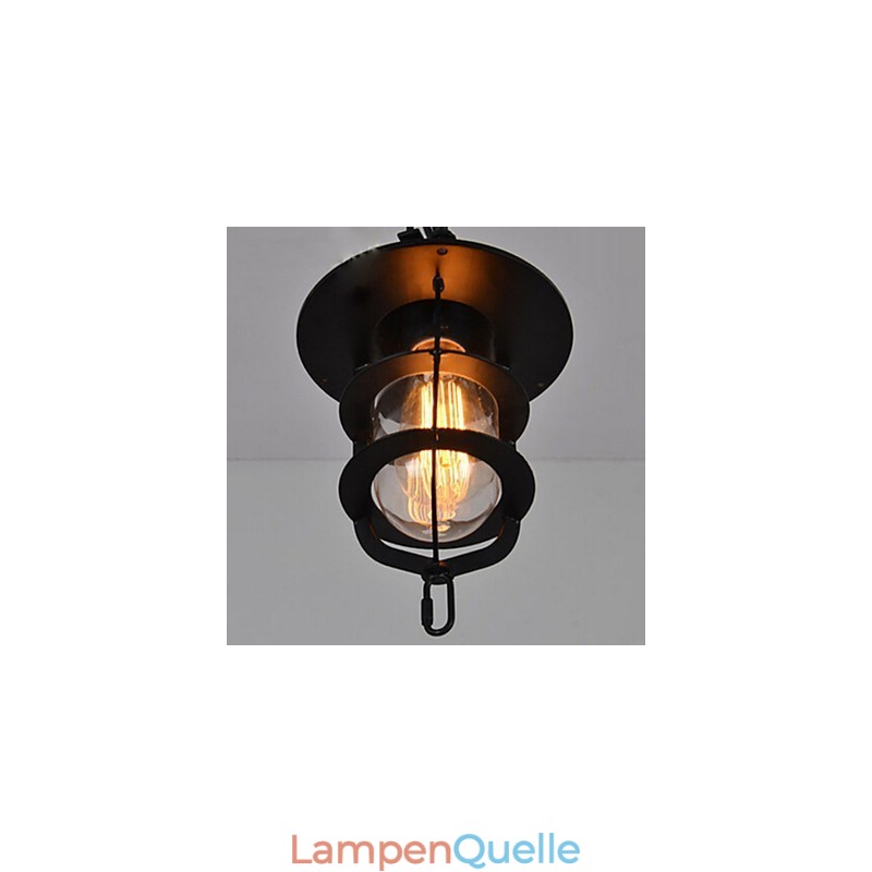 Mittlere Vintage Hängelampe in Käfigform aus Glas und Metall