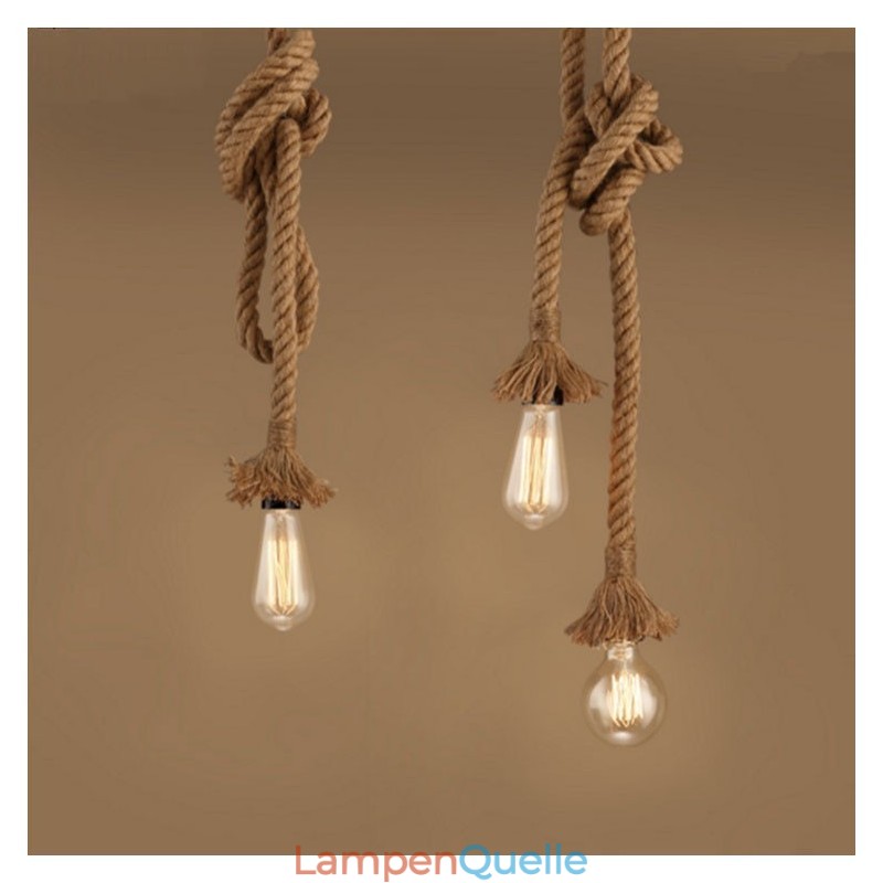 1 Licht DIY Kunst Hanfseil Licht Kreativ Hanfseil Kronleuchter Lang 100cm Senden 1 Glühbirne