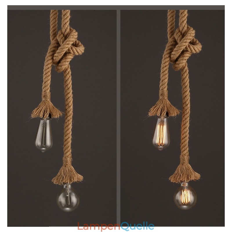 1 Licht DIY Kunst Hanfseil Licht Kreativ Hanfseil Kronleuchter Lang 100cm Senden 1 Glühbirne