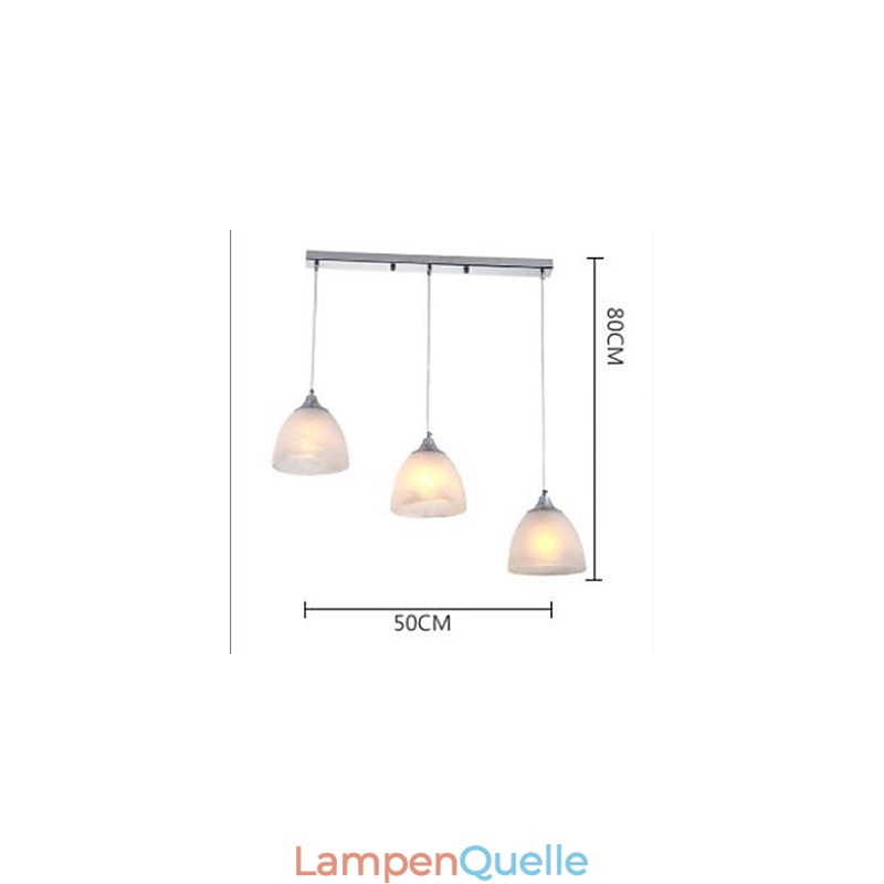 Moderne Pendelleuchte mit drei Lichtern, länglicher Baldachin und Weinkelch