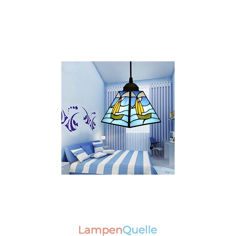 Buntglas Zeitgenössische und vertraglich mediterrane Single Head Sailing Line Droplight Lampe Pendelleuchte