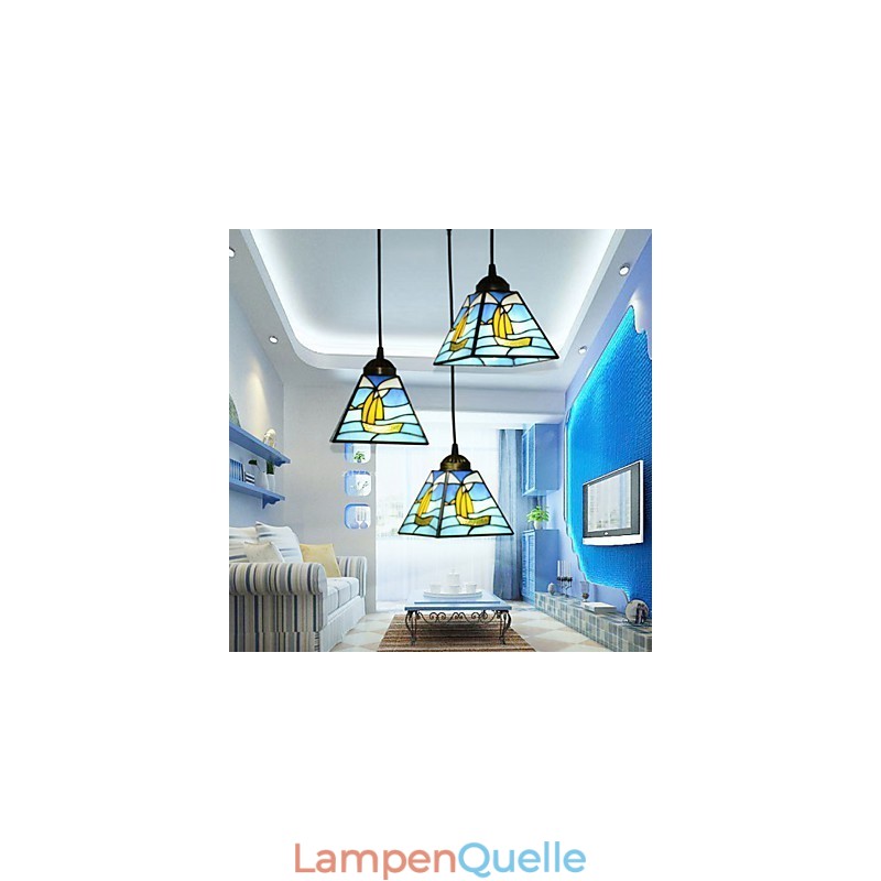 Buntglas Zeitgenössische und vertraglich mediterrane Single Head Sailing Line Droplight Lampe Pendelleuchte