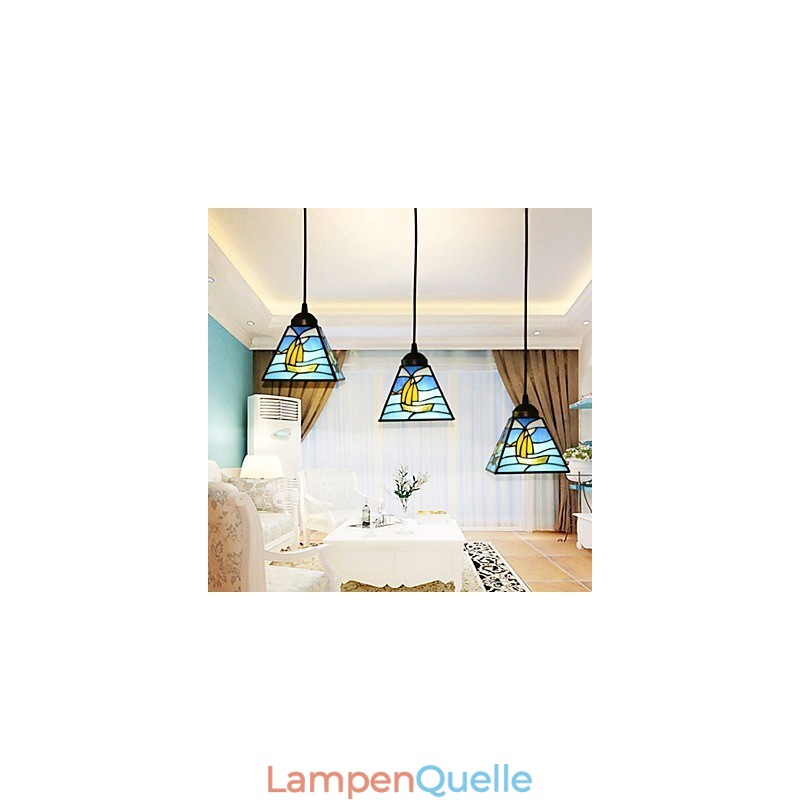 Buntglas Zeitgenössische und vertraglich mediterrane Single Head Sailing Line Droplight Lampe Pendelleuchte