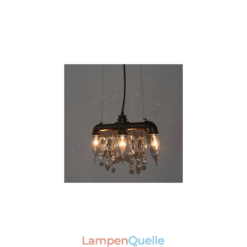 Kreative Pendelleuchte mit 3 Lichtern im nordamerikanischen Stil im Rohrdesign