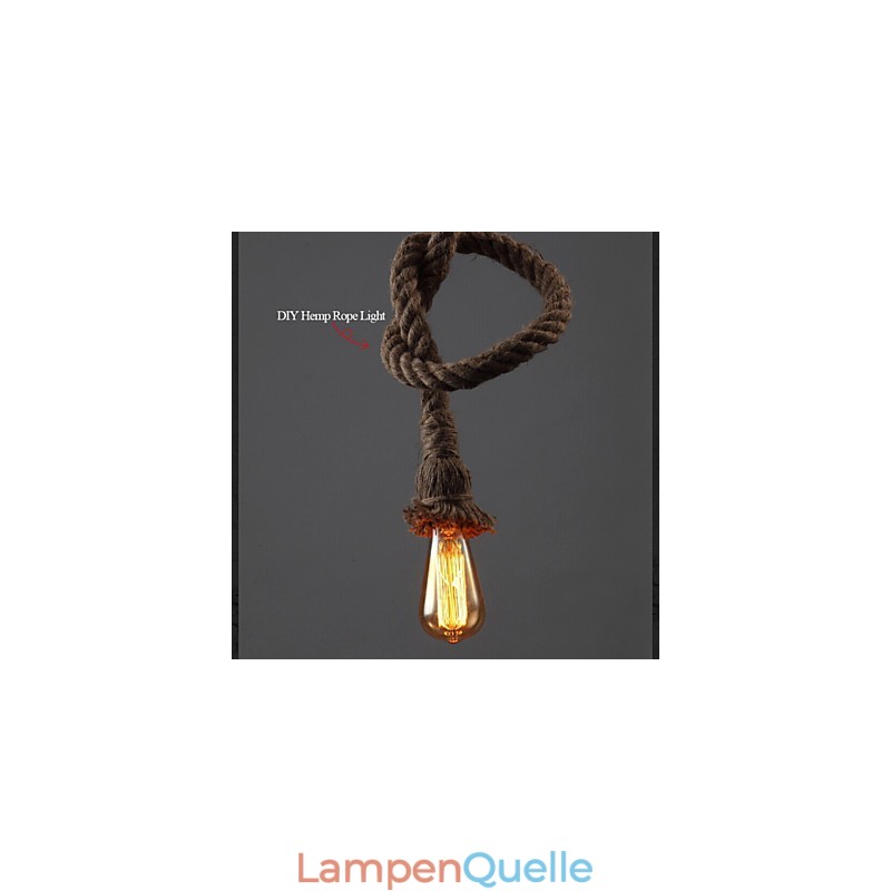 1 Licht DIY Kunst Hanfseil Licht Kreativ Hanfseil Kronleuchter Lang 100cm Senden 1 Glühbirne