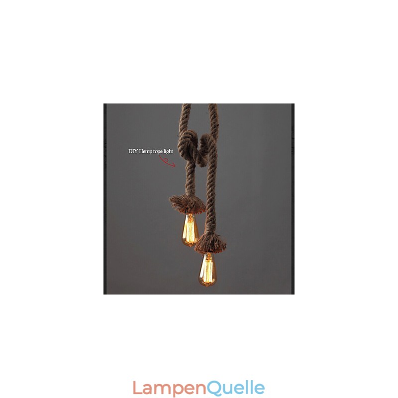 1 Licht DIY Kunst Hanfseil Licht Kreativ Hanfseil Kronleuchter Lang 100cm Senden 1 Glühbirne