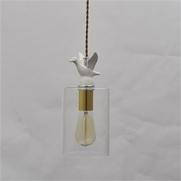 Kreativer Vogel-Glas-Kronleuchter, Pendelleuchte mit Glasschirm