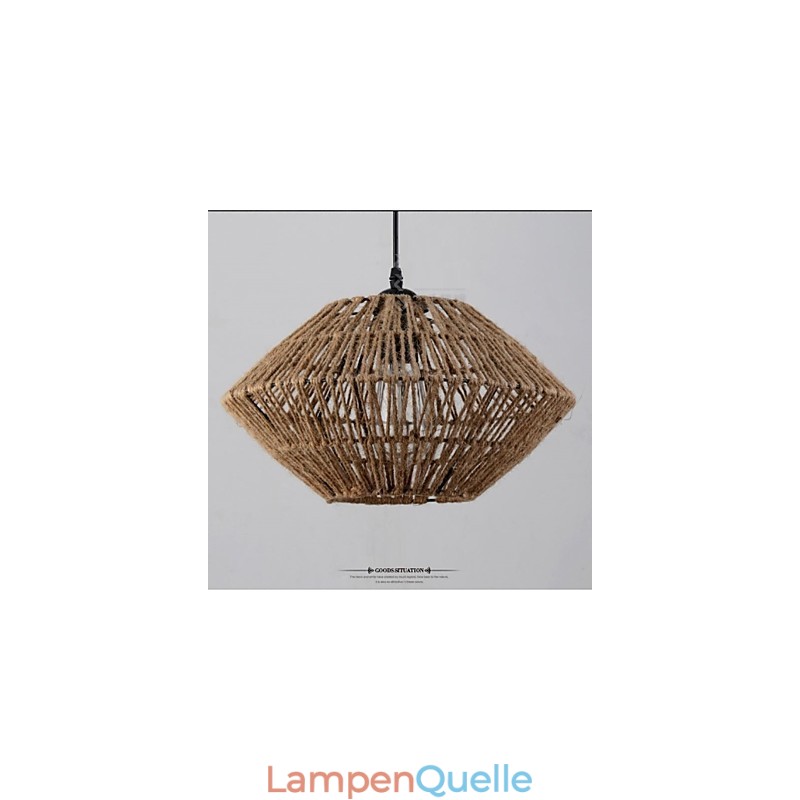 Vintage Pendelleuchte aus Seil mit einer Leuchte