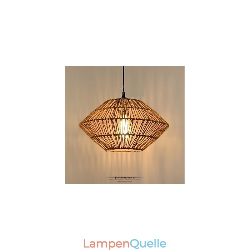 Vintage Pendelleuchte aus Seil mit einer Leuchte