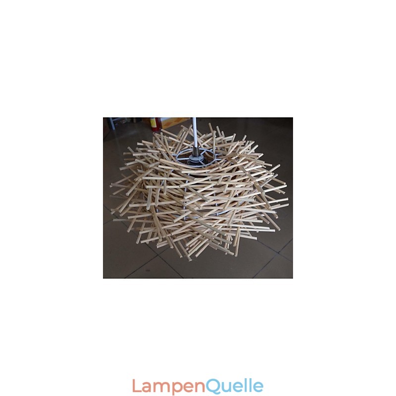 Zeitgenössische und kontraktierte Hängelampe 1 Licht Holz handgeflochten