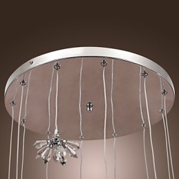 Moderne Pendelleuchte im Mini-Stil aus verchromtem Metall mit Kristallen