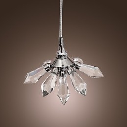 Moderne Pendelleuchte im Mini-Stil aus verchromtem Metall mit Kristallen