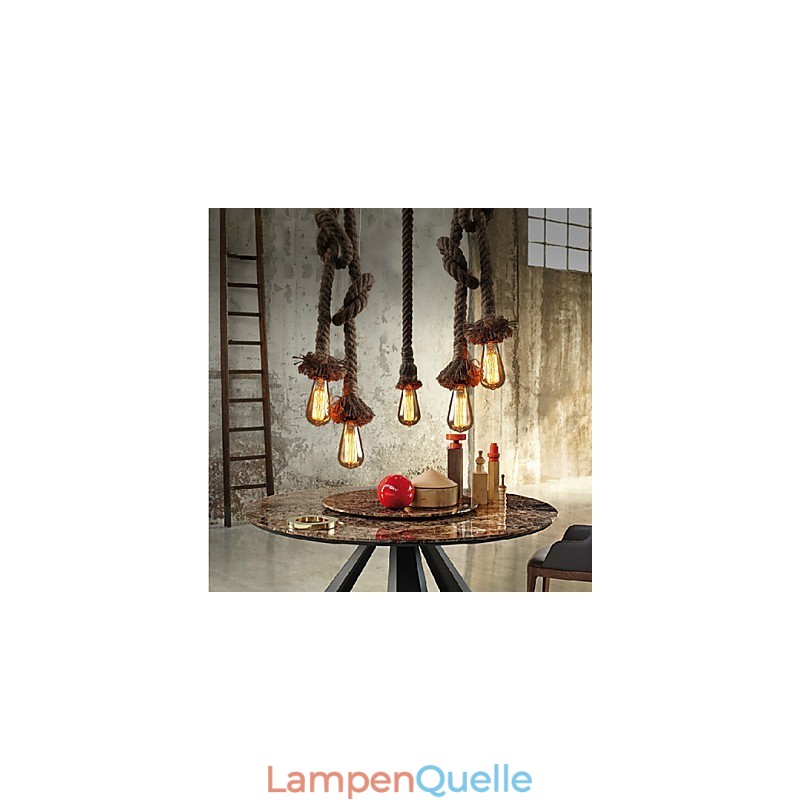 1 Licht DIY Kunst Hanfseil Licht Kreativ Hanfseil Kronleuchter Lang 100cm Senden 1 Glühbirne