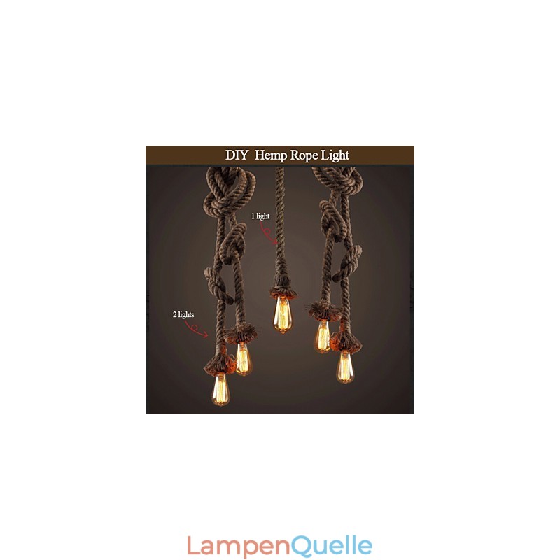 1 Licht DIY Kunst Hanfseil Licht Kreativ Hanfseil Kronleuchter Lang 100cm Senden 1 Glühbirne