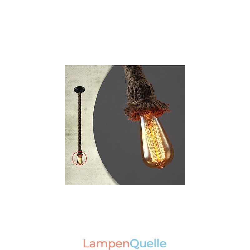 1 Licht DIY Kunst Hanfseil Licht Kreativ Hanfseil Kronleuchter Lang 100cm Senden 1 Glühbirne