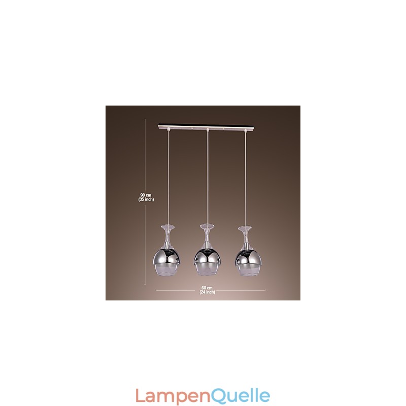 Moderne, kreative Pendelleuchte mit 3 Lichtern in Kelchform