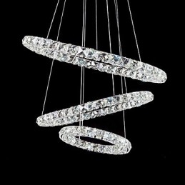 44W Moderne zeitgenössische Kristall Chrom Metall Pendelleuchte
