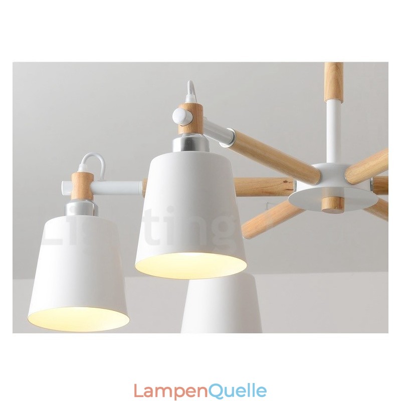 Moderne zeitgenössische Holz 6 Licht Kronleuchter Lampe