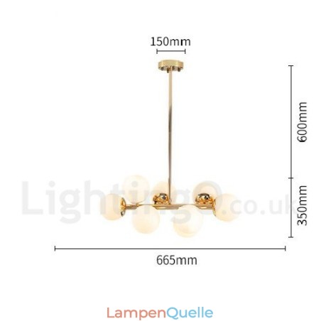8-flammiger moderner zeitgenössischer Kronleuchter mit Glasschirm
