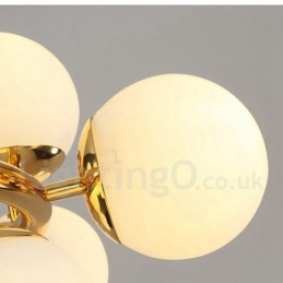 8-flammiger moderner zeitgenössischer Kronleuchter mit Glasschirm