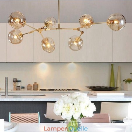 Moderner zeitgenössischer Kronleuchter mit 7 Lichtern, klarem Glasschirm und Lampe Moderner zeitgenössischer Kronleuchter mit 7 Lichtern, klarem Glasschirm und Lampe