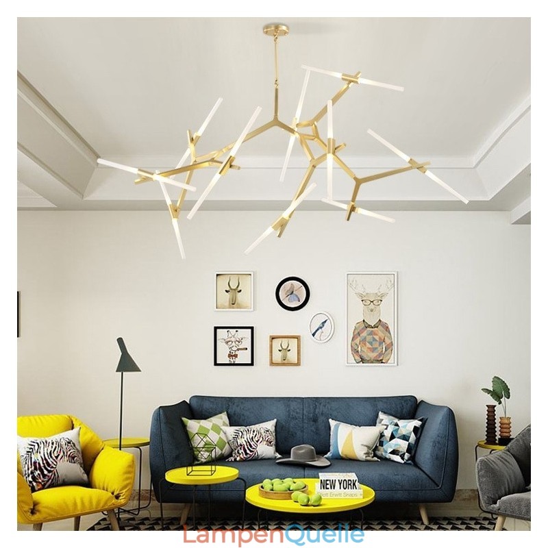 Moderne zeitgenössische 20-Licht-Kronleuchter-Licht (Schwarz Golden)